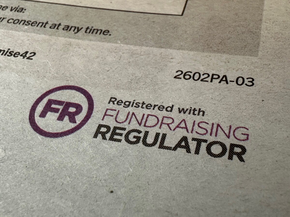 Fundraising Regulator badge on a fundraising appeal