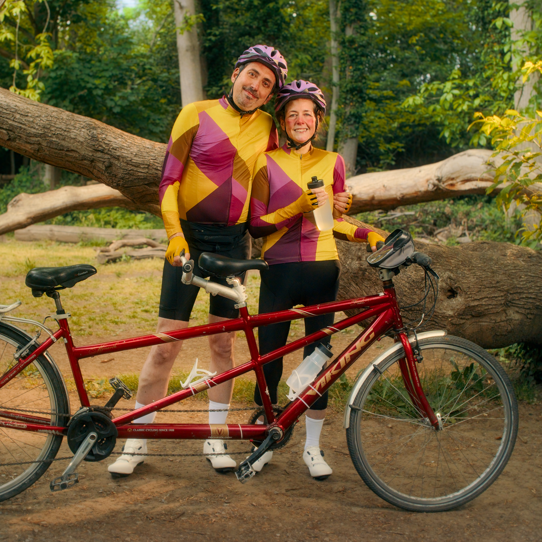 Derek and Shiela are fond of their tandem. Find them in Remember a Charity's 2026 TV campaign adverts.