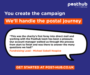 Posthub advert. You create the campaign. We'll handle the postal journey. Get started at post-hub.co.uk.