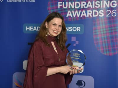 Margaret Clift, winner of the 2026 Fundraising Excellence Award. Glasgow, 22 September.