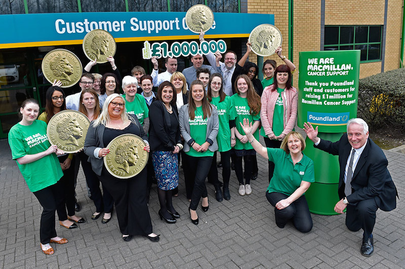 Poundland's head office staff celebrate one million pounds for Macmillan. Photo: Professional Images/@ProfImages