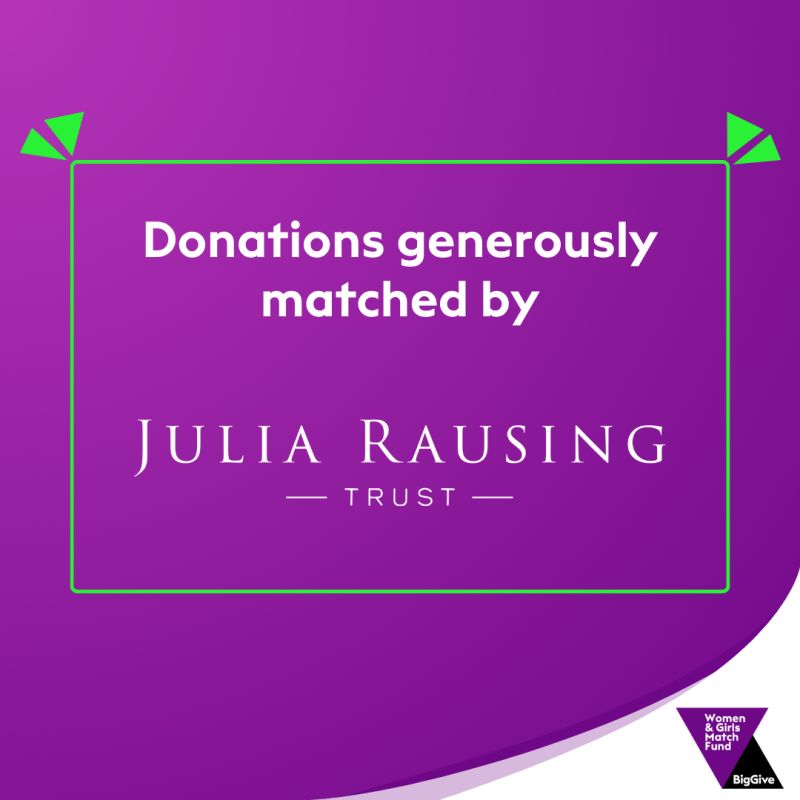 Donations generously matched by Julia Rausing Trust. Big Give logo in bottom right.